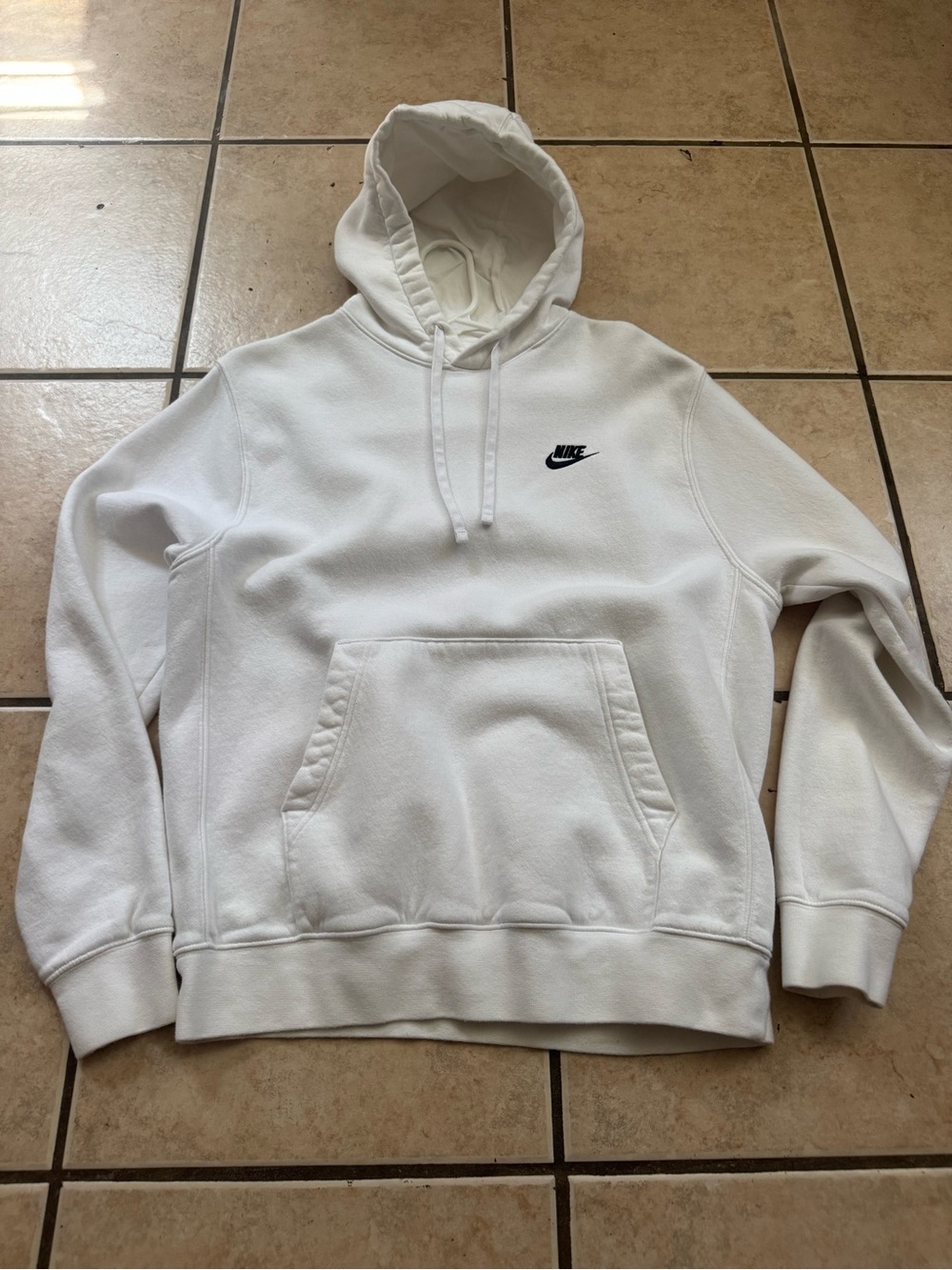 Nike Cream Hoodie with Black Swoosh Logo